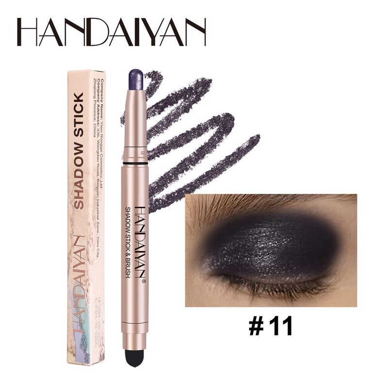 Double-ended eyeshadow stick, smudge-proof, handaiyan highlighting and contouring eyeshadow pen, pearlescent shimmer, brightening eyeshadow.